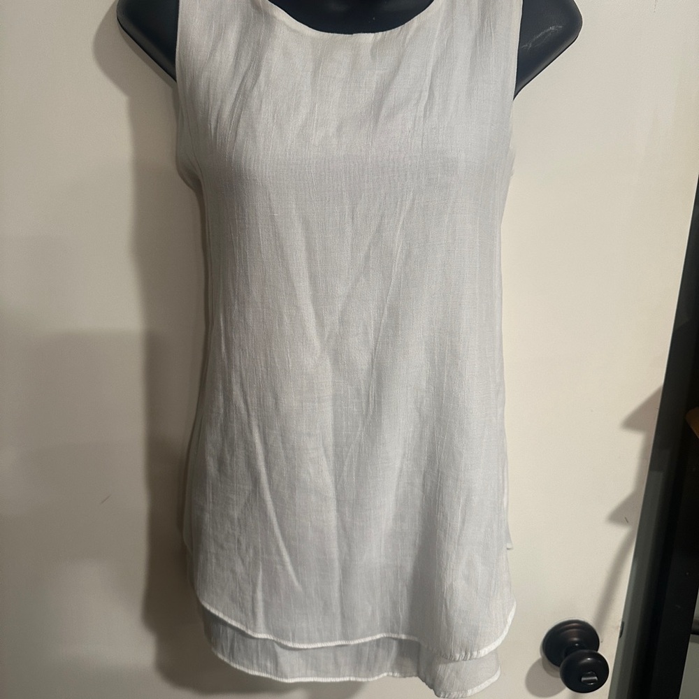 4/$16 Cristina B Elegant White Sleeveless Top